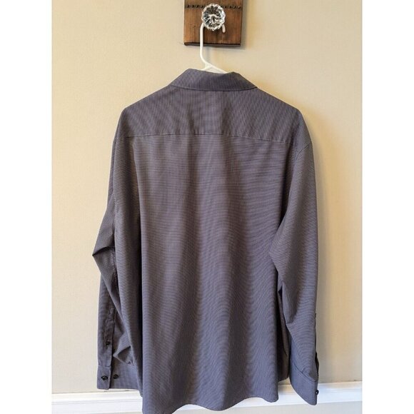 Construct Mens Size XXL Blue Long Sleeve Button Front Shirt Slim Fit Houndstooth - Picture 4 of 5